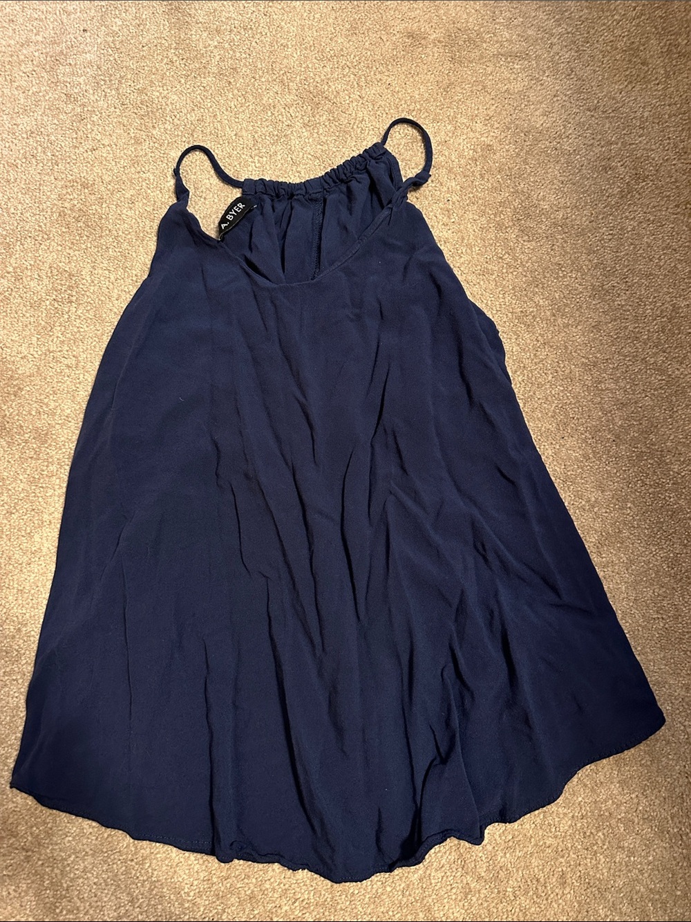 A. Byer Navy Blue Flowing Spaghetti Strap Tank Top